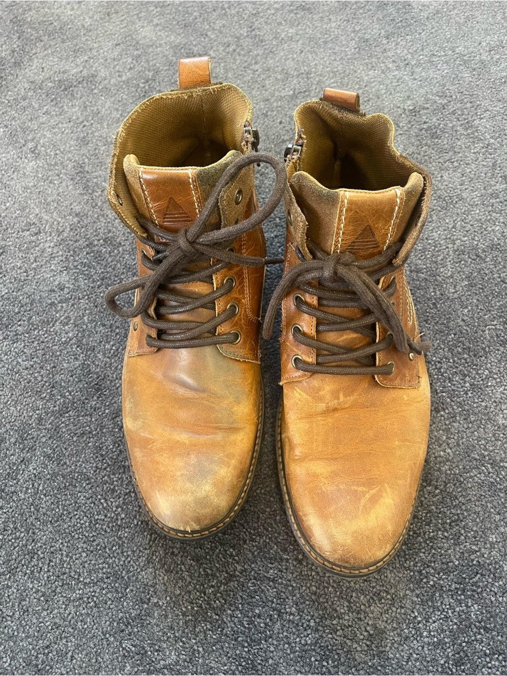 Aldo Tan Leather Lace-Up Work Boots